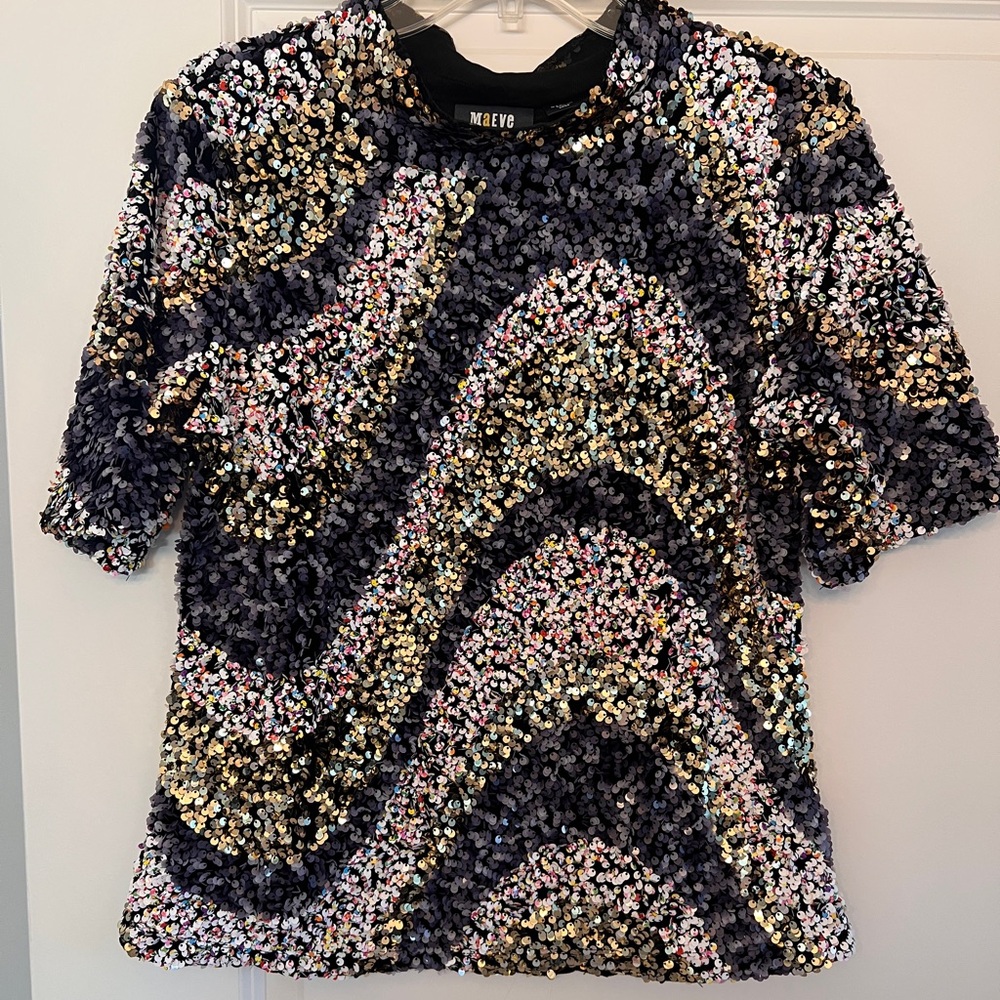 MAEVE by Anthropology Sequined Sparkle Top NWT